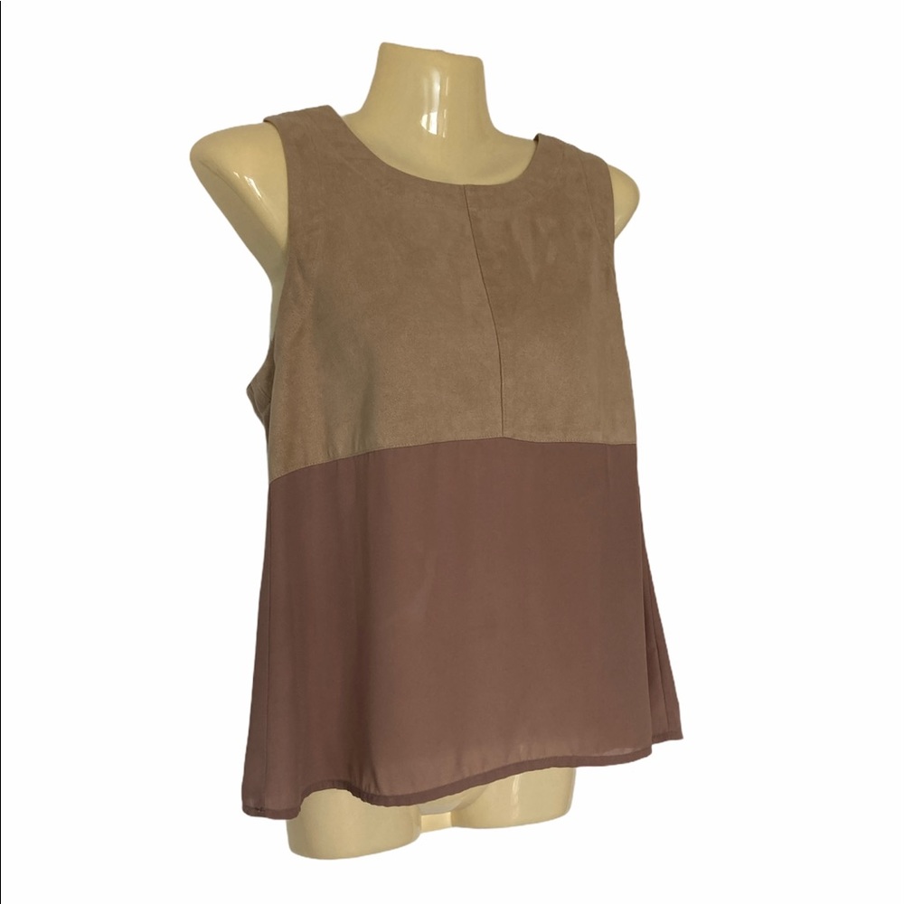 SugarLips Suede Top Two Tone Blouse Coastal Cowgirl Boho Cottagecore Medium